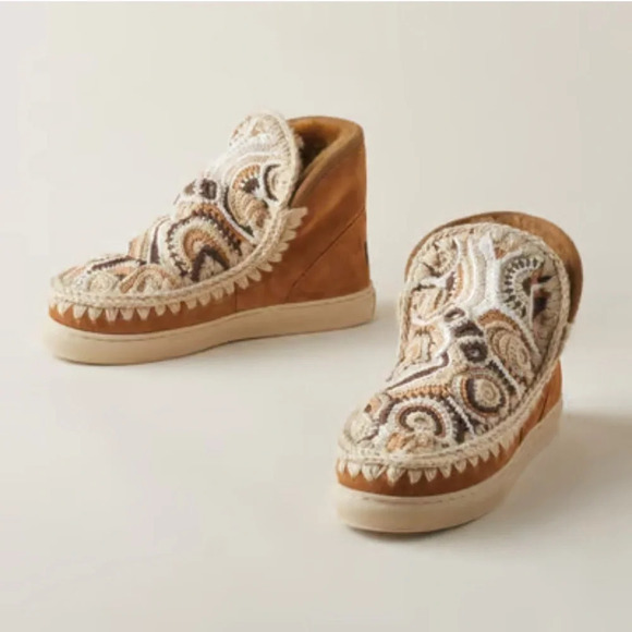 mou Eskimo Crochet ankle boots, NIB,  Size 37,  Cognac, Style MU.FE111046A - Picture 1 of 11